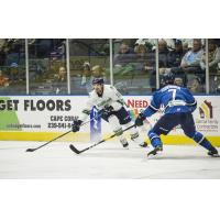 Florida Everblades right wing Nathan Perkovich (center) skates against the Jacksonville Icemen
