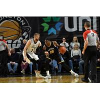 Saint John Riptide goard Frank Bartley looks for an opening against the Moncton Magic