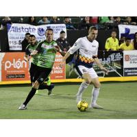 Tacoma Stars forward Nick Perera with the ball against the El Paso Coyotes