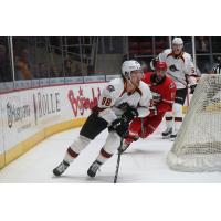 Cleveland Monsters right wing Kole Sherwood against the Charlotte Checkers