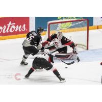 Vancouver Giants defenceman Kaleb Bulych looks for an opening against the Prince George Cougars