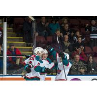 Kelowna Rockets celebrate a goal