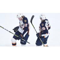 Greenville Swamp Rabbits forwards Johno May (12) and Kamerin Nault