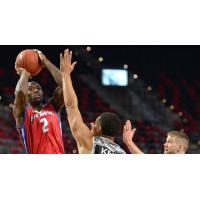 Cape Breton Highlanders guard Olu Famutimi goes up for a shot against the Moncton Magic