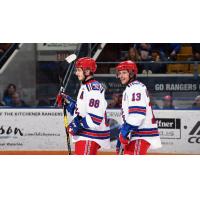 Greg Meireles (88) Riley Damiani of the Kitchener Rangers
