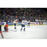 Sioux Falls Fighting Wiener Dogs celebrate a win over the Omaha Lancers