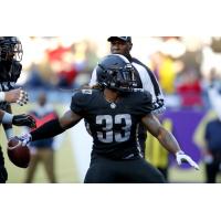 Birmingham Iron running back Trent Richardson prepares to spike the ball following a first quarter TD run against the Atlanta Legends