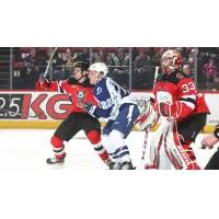Binghamton Devils goaltender Cam Johnson vs. the Syracuse Crunch
