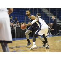 Halifax Hurricanes guard Tyler Thornton looks for an opening against the Saint John Riptide