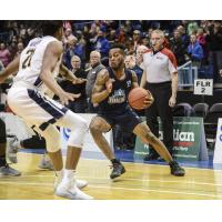 Halifax Hurricanes guard Joel Kindred handles the ball against the Saint John Riptide