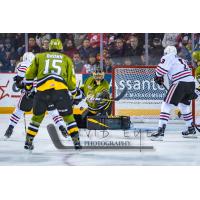 Niagara IceDogs pressure the North Bay Battalion