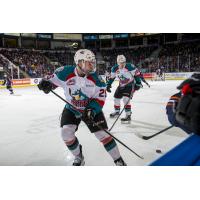 Kelowna Rockets right wing Liam Kindree vs. the Vancouver Giants