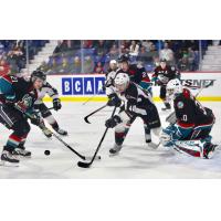 Vancouver Giants center Milos Roman skates through the Kelowna Rockets defense