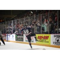 Josh Koepplinger of the Macon Mayhem celebrates with the crowd