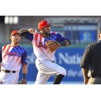 Infielder Nate Coronado with the Lancaster Barnstormers