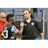 Israel Sesay of the Ontario Fury greets Landon Donovan of the San Diego Sockers