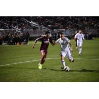 Sacramento Republic FC forward Tyler Blackwood closes in on the ball against Real Monarchs SLC
