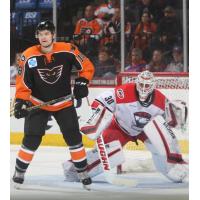 Lehigh Valley Phantoms center Byron Froese vs. Charlotte Checkers goaltender Alex Nedeljkovic