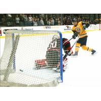 Wheeling Nailers forward Yoshiroh Hirano scores against the Indy Fuel