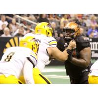 Arizona Rattlers DL Lance McDowdell (right) against the Tucson Sugar Skulls