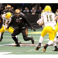 Arizona Rattlers DL Chris McAllister against the Tucson Sugar Skulls