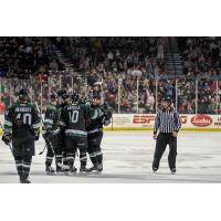 Utah Grizzlies celebrate a goal against the Rapid City Rush