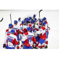 Wichita Thunder celebrate the games winner against the Tulsa Oilers
