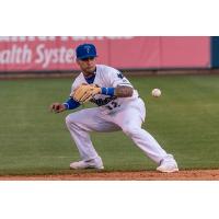 Tulsa Drillers shortstop Jacob Amaya fields a hard ground ball