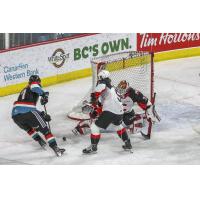 Prince George Cougars goaltender Taylor Gauthier vs. the Kelowna Rockets