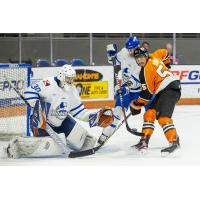 Wichita Thunder goaltender Evan Buitenhuis makes a save against the Fort Wayne Komets