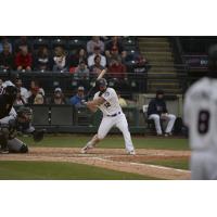 Sam Travis at bat for the Tacoma Rainiers
