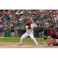 Miles Simington at bat for the Winnipeg Goldeyes