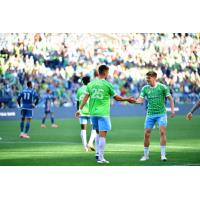 Sounders FC defender Jackson Ragen (left) and midfielder Reed Baker-Whiting