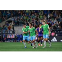 Seattle Sounders FC's Obed Vargas, Paul Rothrock, and Jordan Morris on game night