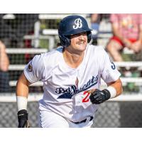 Infielder Nolan Machibroda with the Barrie Baycats