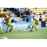 Chattanooga Football Club forward Jesus Ibarra (center) vs. Columbus Crew 2