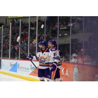 Orlando Solar Bears exchange congratulations after a goal