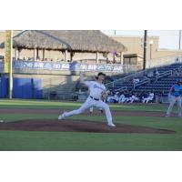 Biloxi Shuckers' Demetrius Hill on the mound