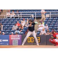 Spencer Jones of the Somerset Patriots awaits a pitch