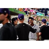 Pensacola Blue Wahoos exchange congratulations