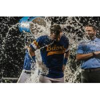 Mike Boeve of the Biloxi Shuckers gets a Gatorade bath
