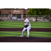 Pitcher Kai Taylor with the Bismarck Larks