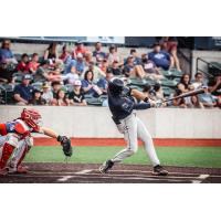Patrick Graham of the Fond du Lac Dock Spiders takes a big cut
