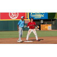 Hickory Crawdads catcher Ben Hartl safe at second base