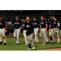 Somerset Patriots celebrate Roc Riggio's game-winner
