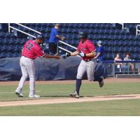 Michael Snyder of the Pensacola Blue Wahoos rounds the bases